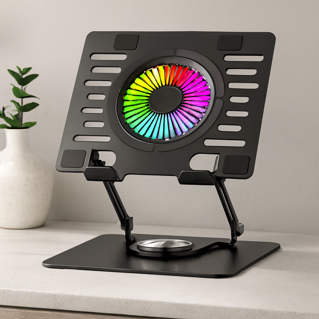 Katlanabilir Metal Laptop Standı Soğutucu Fanlı RGB 2 USB