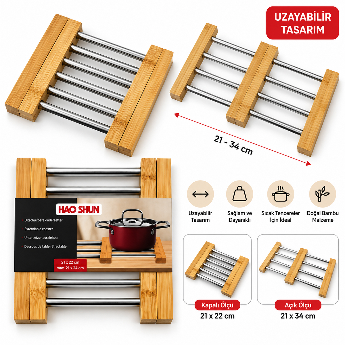 Ayarlanabilir Metal Nihale Bambu Ayaklı 21-34 cm