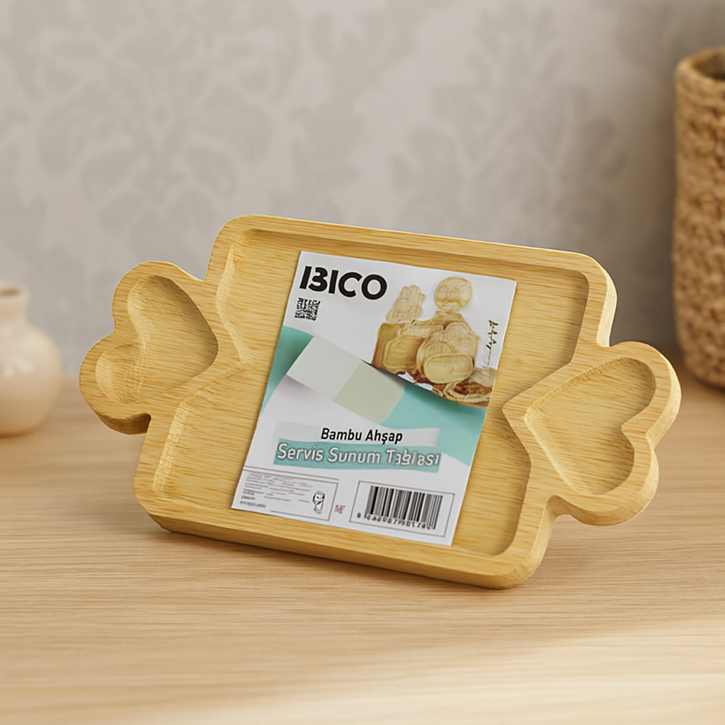 Bambu Ahşap Servis Tepsisi 25x14 cm - 3 Bölmeli Sunum Tahtası