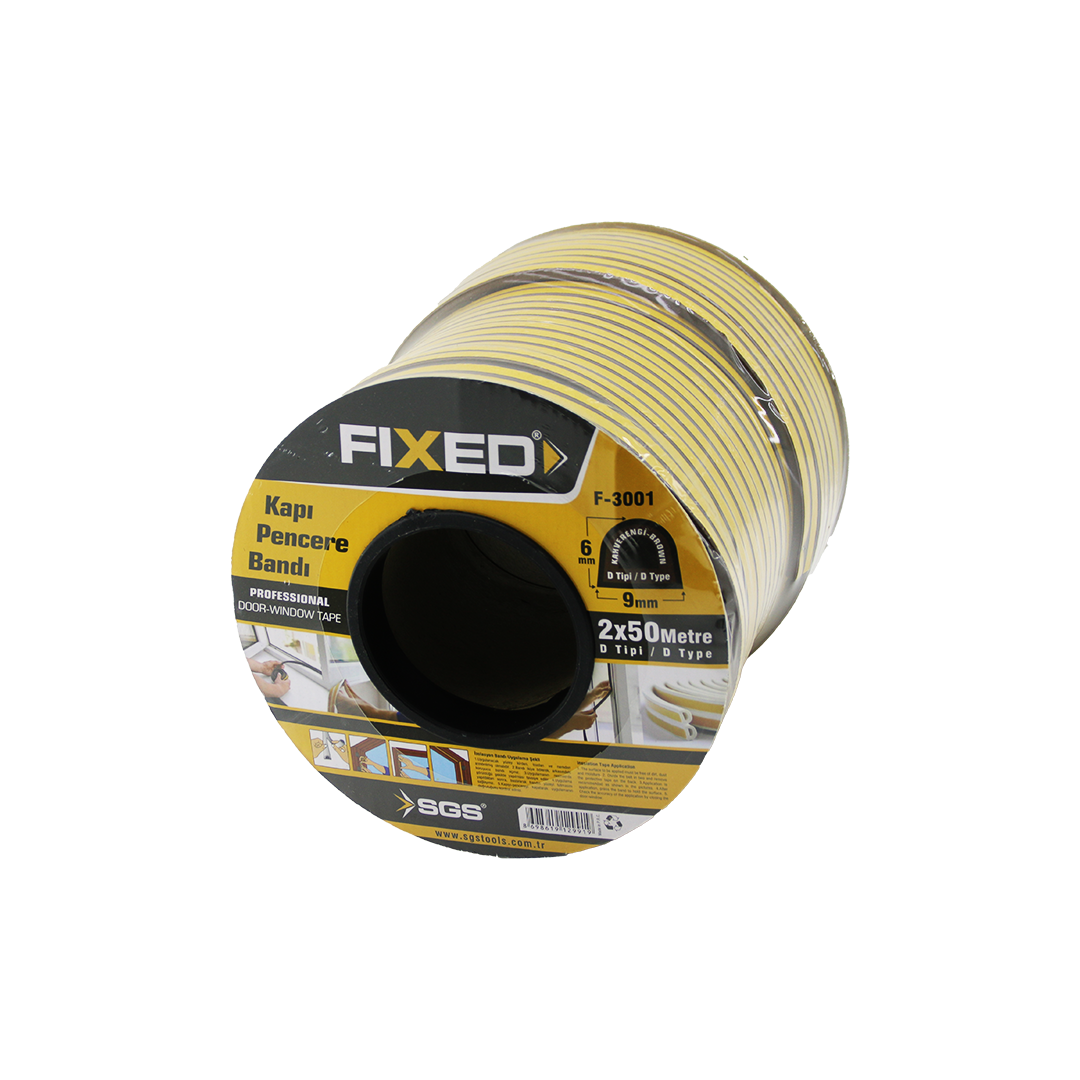 Kapı Pencere D-Profil Fitil 9x6 mm Kahverengi 100 m