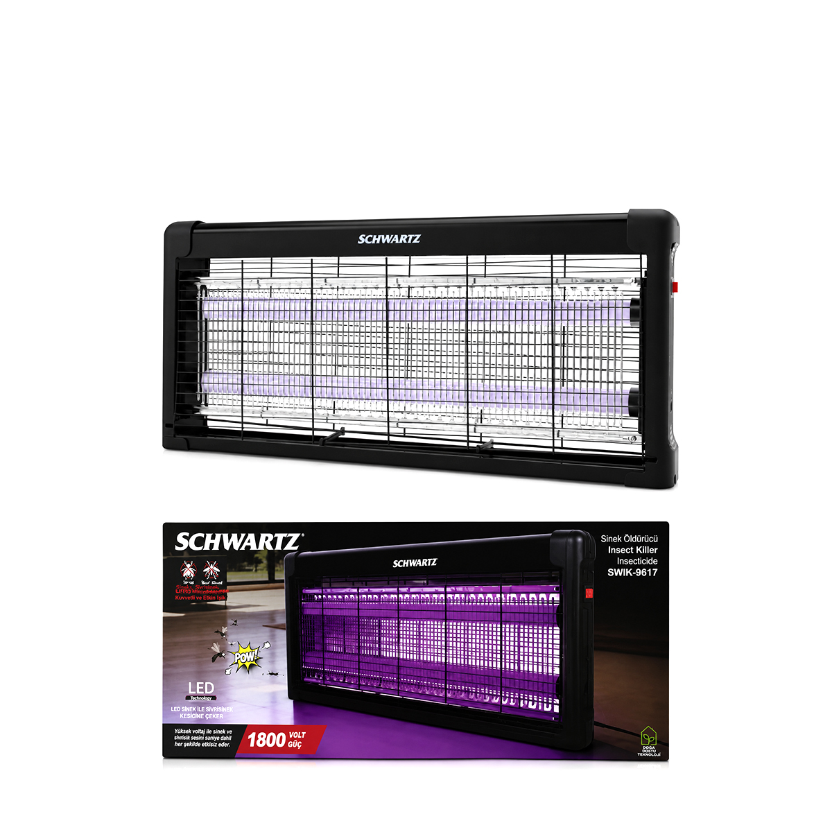 Sinek Öldürücü Cihaz 1800V LED 100m² (54x23.5 cm)