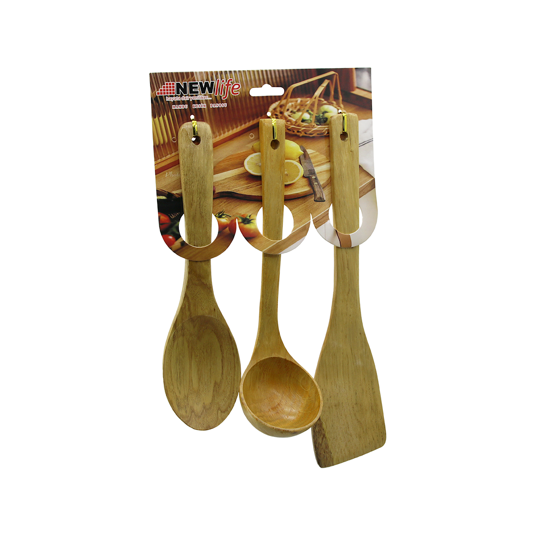 Bambu Ahşap Mutfak Servis Seti 3 Parça (27/27/32 cm)