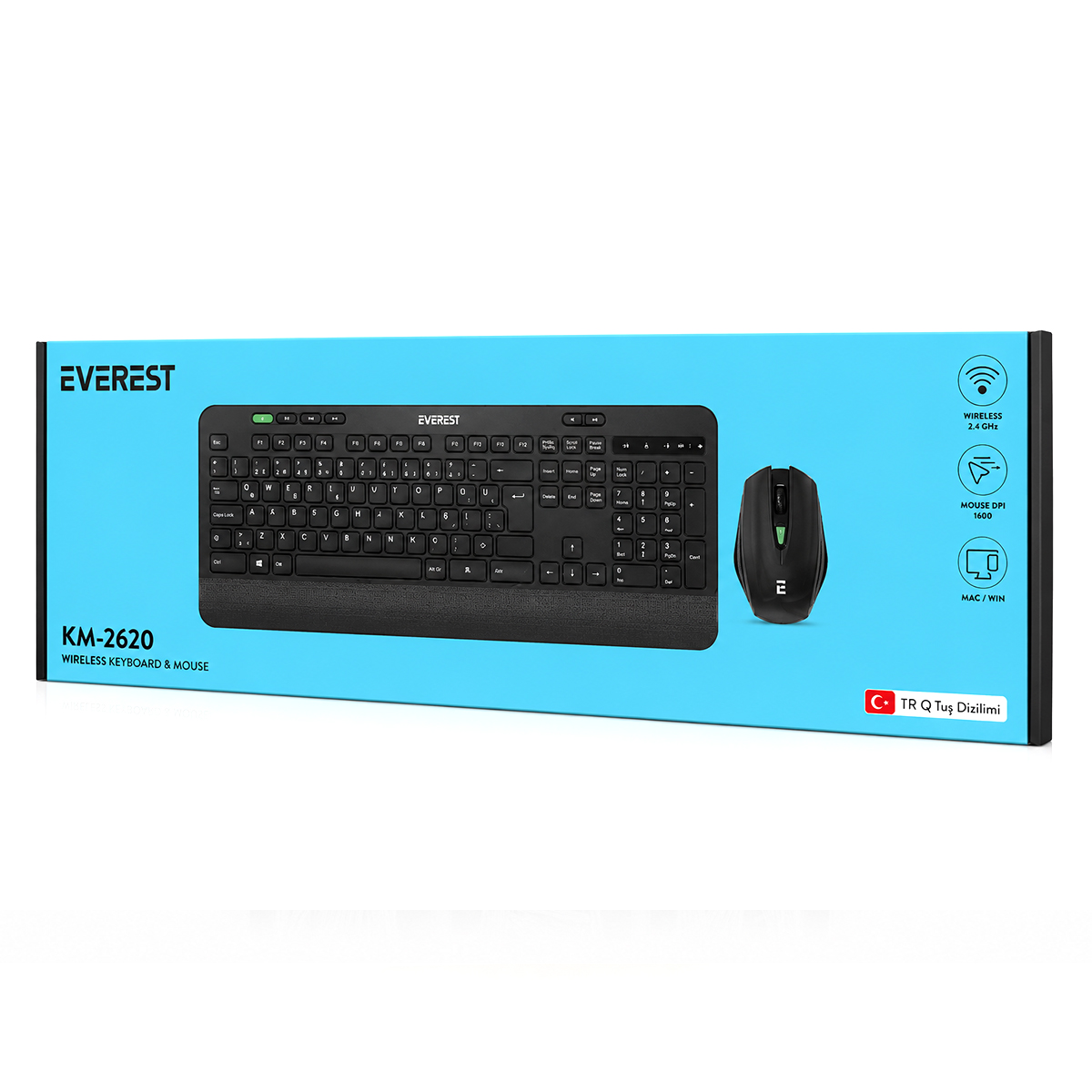 Kablosuz Klavye Mouse Seti (USB, Sessiz, Q Klavye)