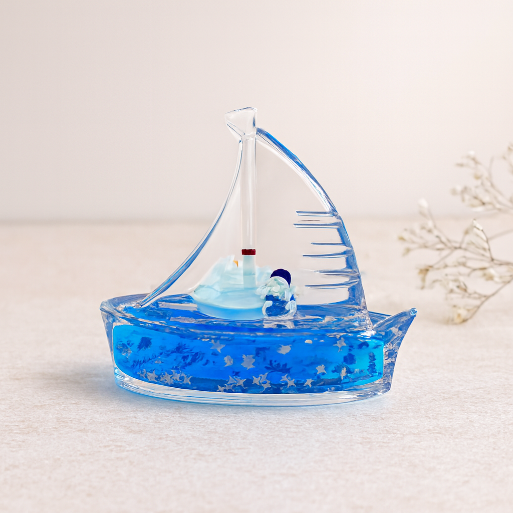 Yüzen Gemi Biblo Akvaryum Dekoru 10-12 cm (Mavi)
