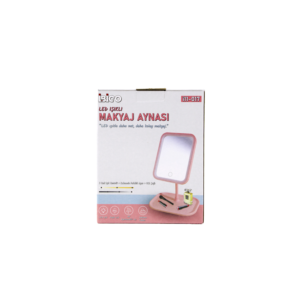 7\" LED USB Şarjlı Dikdörtgen Makyaj Aynası, 90° Ayarlı