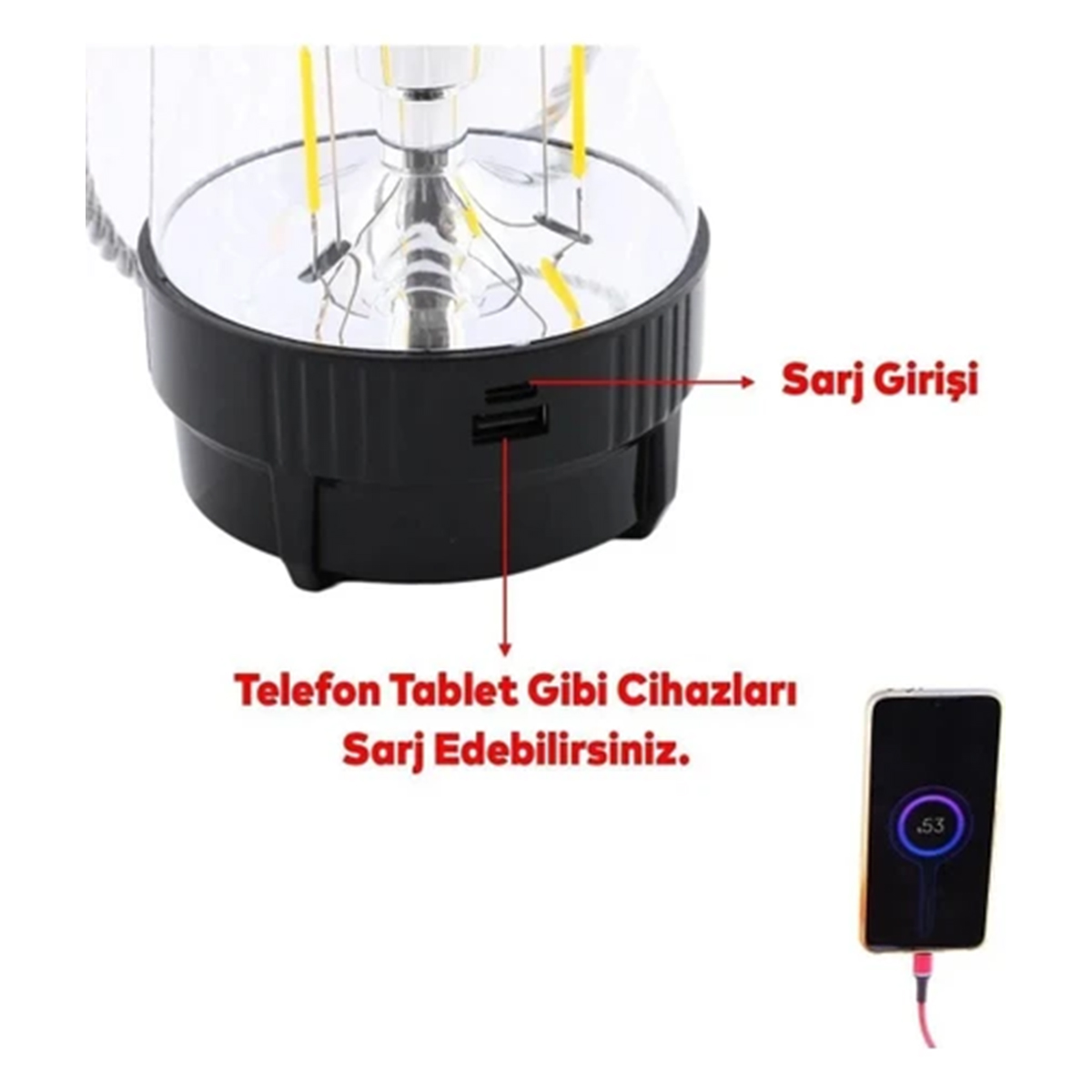 3-in-1 Dönen Disko Işık ve Fanus Fener - 20W Powerbank