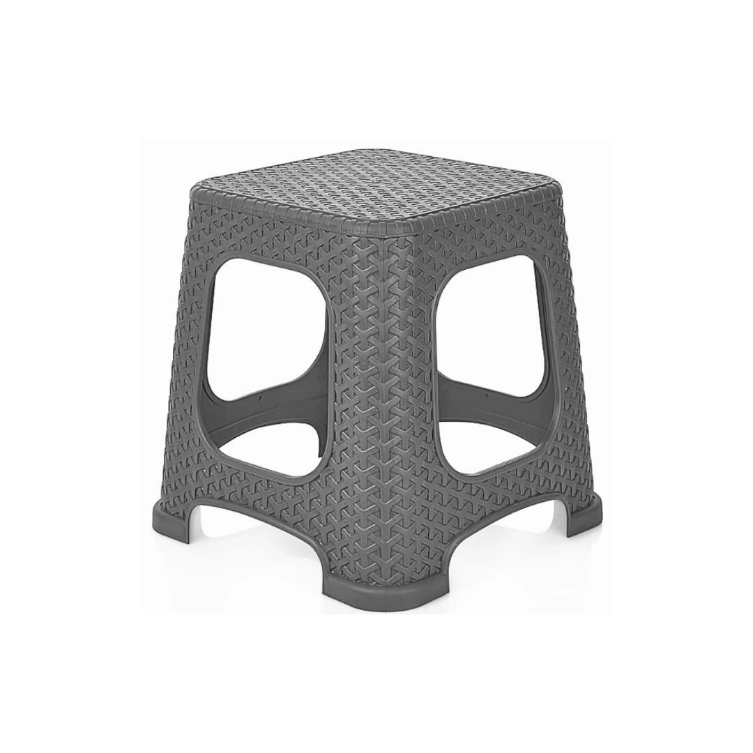 Antrasit Küçük Rattan Tabure