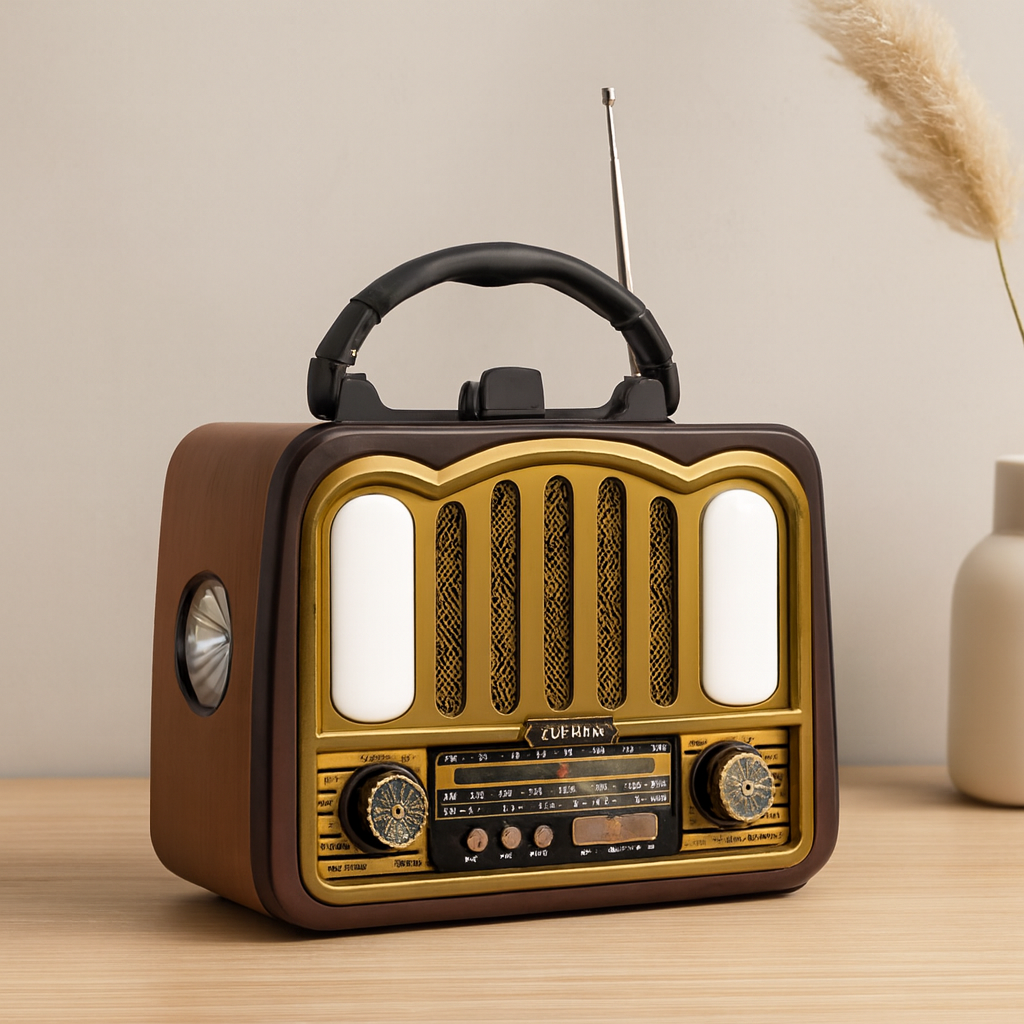 Şarjlı Bluetooth FM Radyo Hoparlör (USB/TF MP3, Nostaljik İbreli)