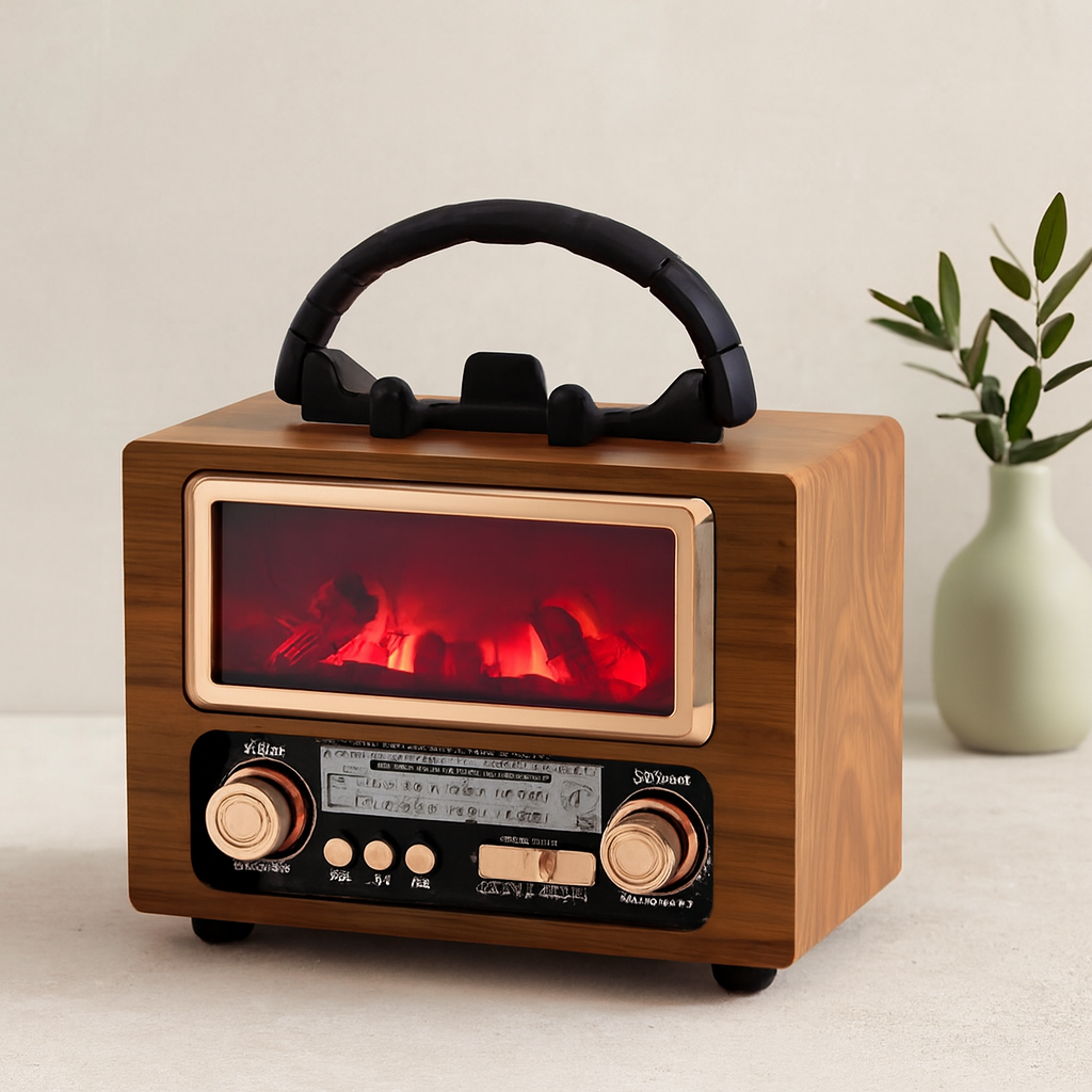 Şarjlı Retro Bluetooth Hoparlör - FM Radyo, USB/TF MP3 Çalar
