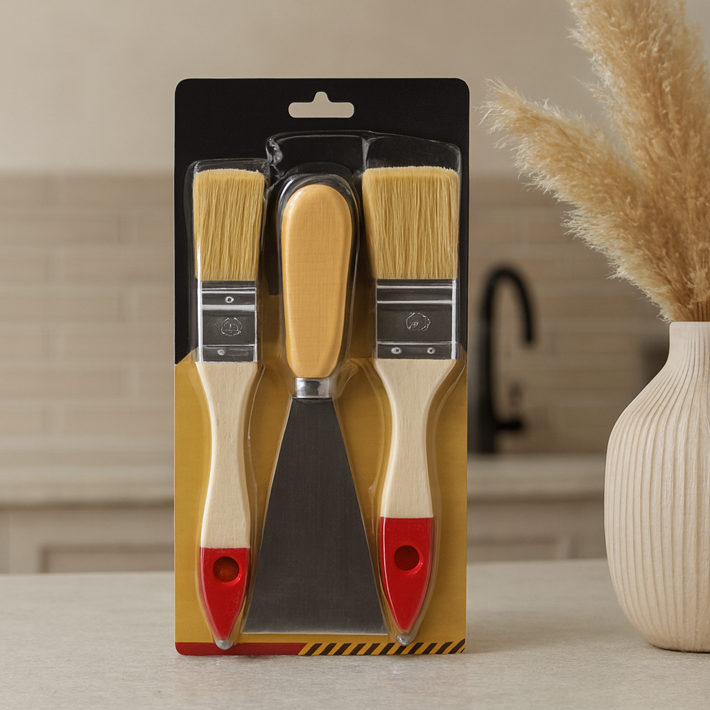 3 Parça Boyacı Seti 50 mm Spatula ve 2 Adet Kestirme Fırça No.1-1.5