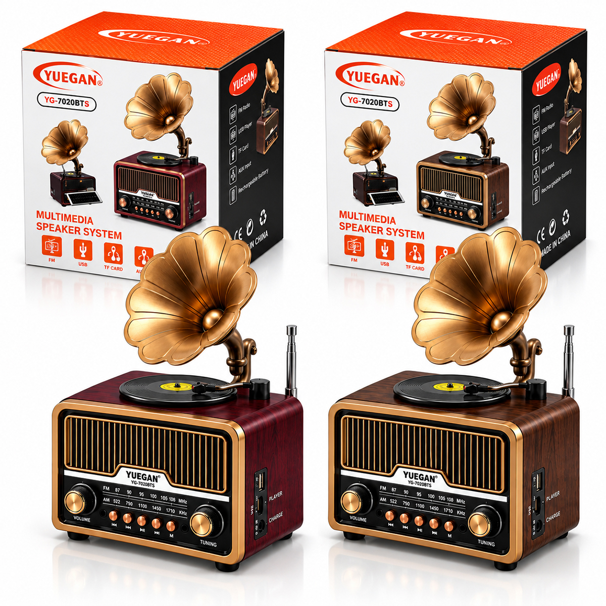 Retro Gramofon Radyo Bluetooth USB Şarjlı (AM/FM/SW)