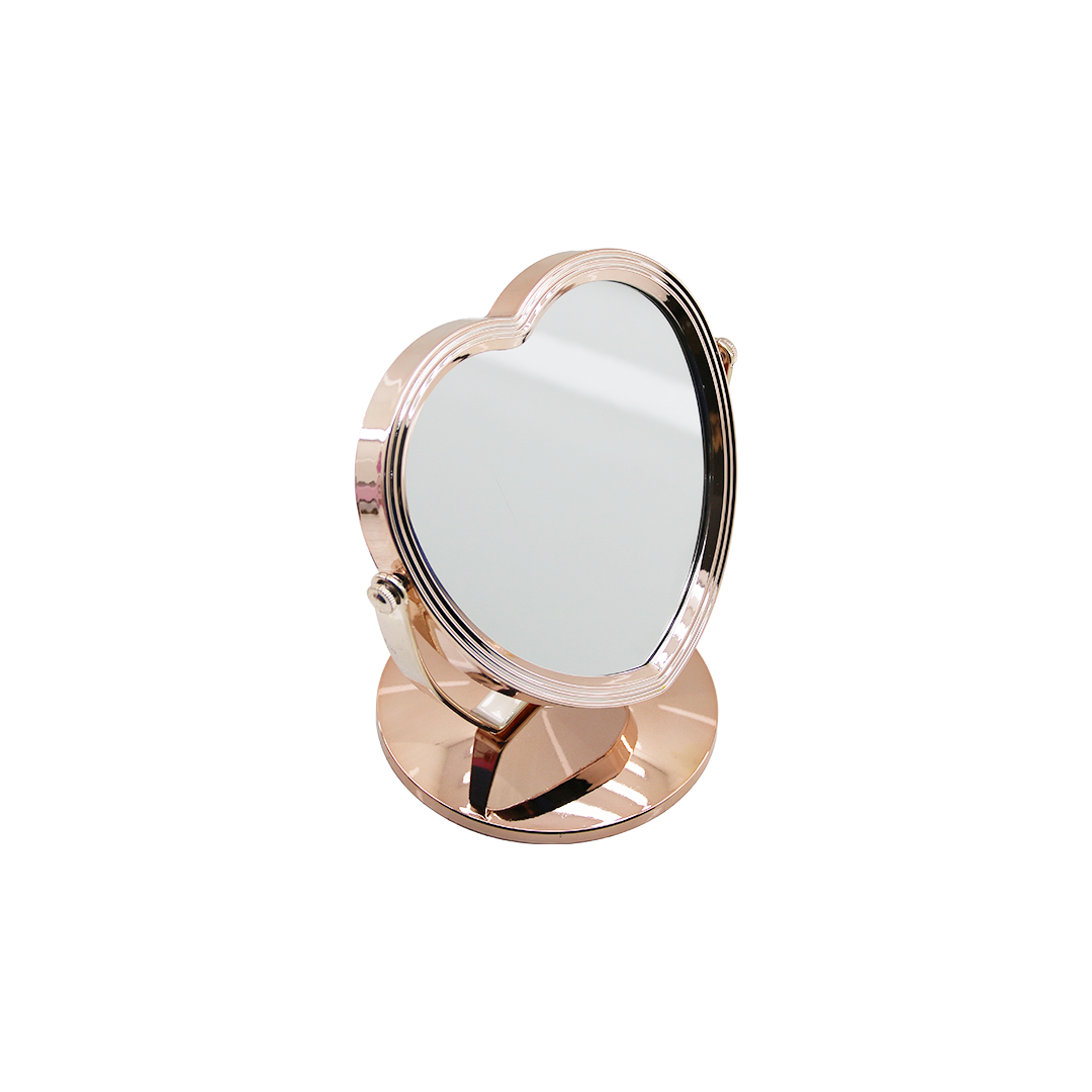 Çift Taraflı Makyaj Aynası 17.5 cm (7") - Sabit Ayak, Bronz/Gümüş Plastik Çerçeve
