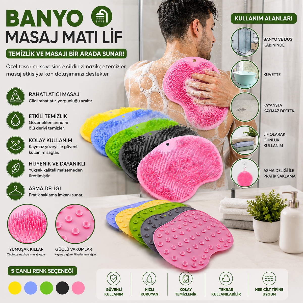 Banyo Masaj Matı Lif 28 Cm