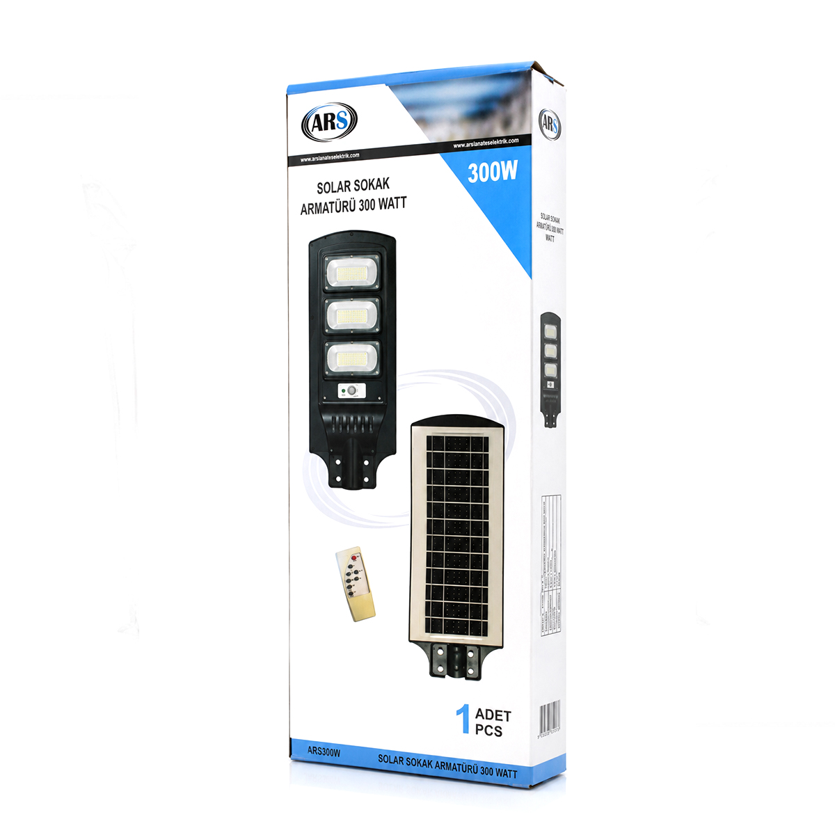 Solar Sokak Lambası 300W 6500K Sensörlü Kumandalı