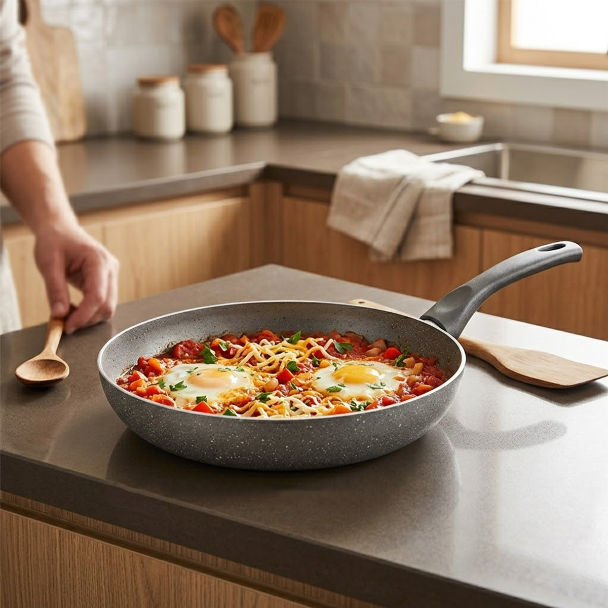 Granit Tava 22 cm Tek Saplı