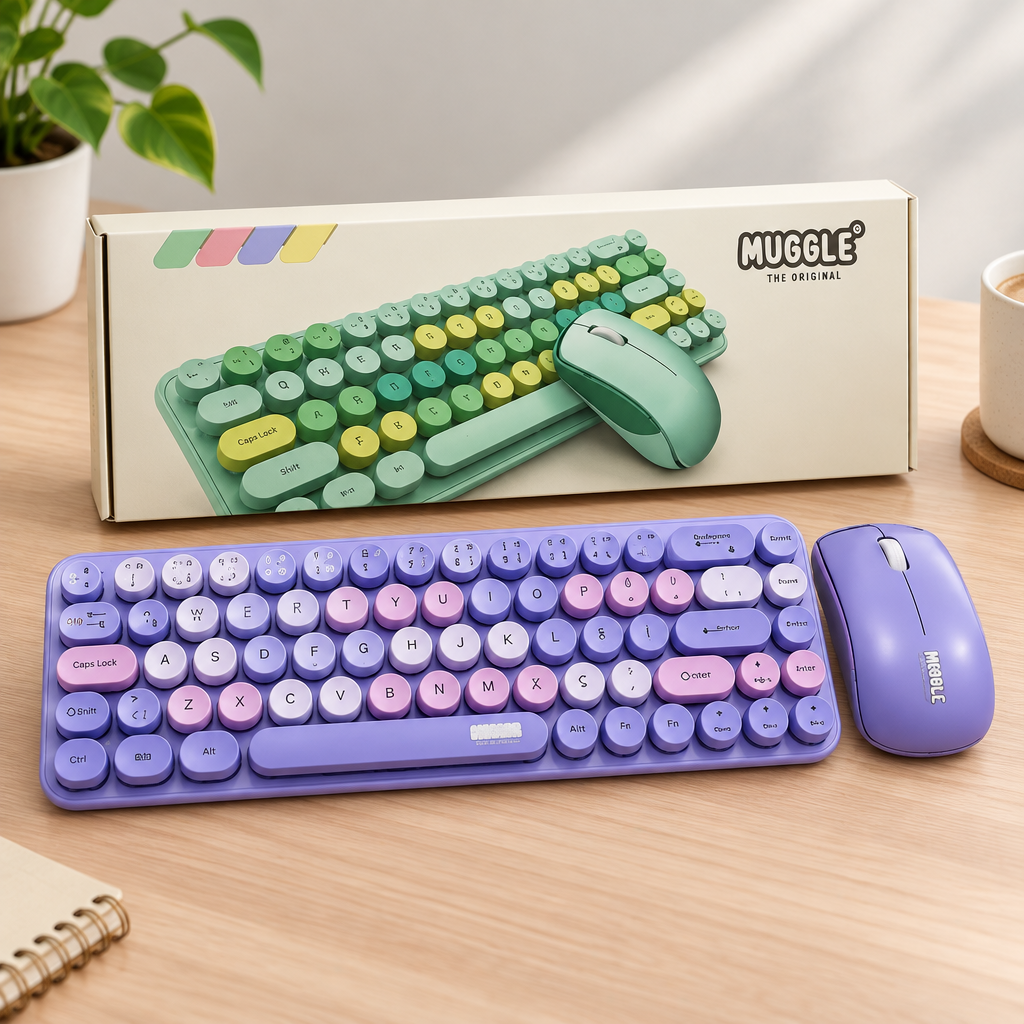 Mor Kablosuz Klavye ve Mouse Seti