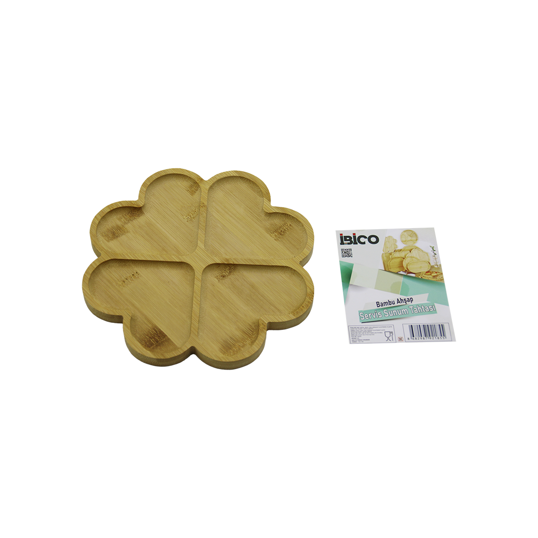 Bambu Yuvarlak 4 Bölmeli Sunum Tepsisi 21x1.4 cm (36'lı Paket)