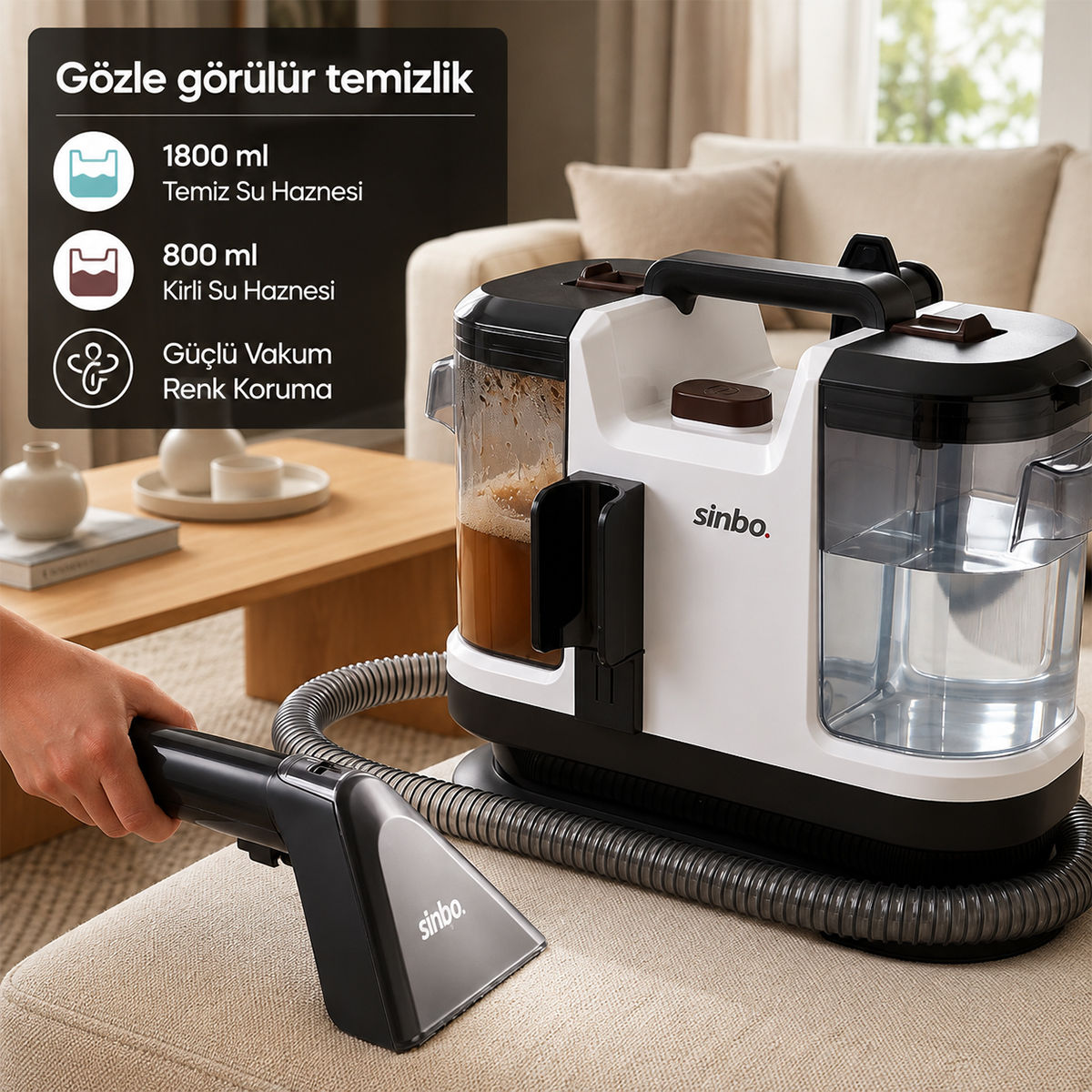 Halı ve Koltuk Yıkama Makinesi 500W - XL Su Hazneli