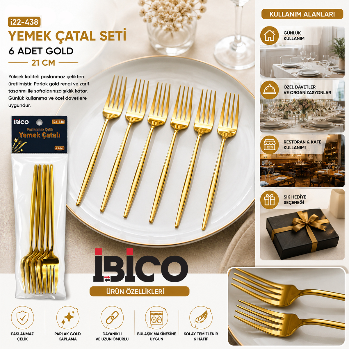 Gold Yemek Çatalı