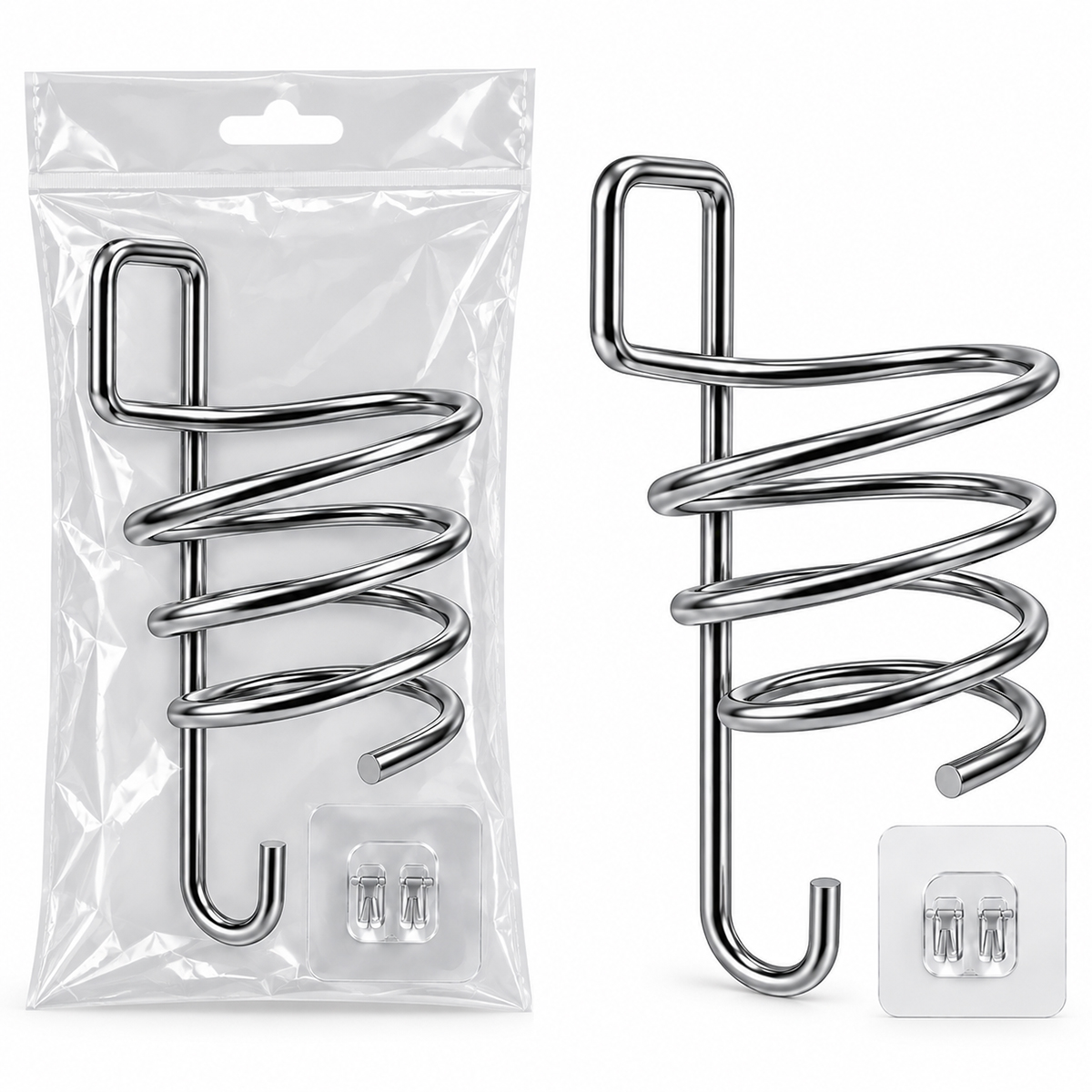 Krom Metal Fön Makinesi Askısı Yapışkanlı