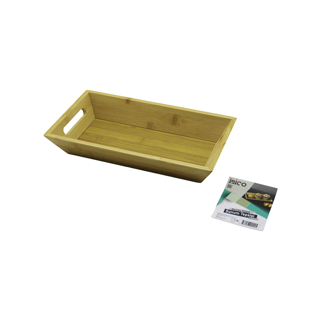 Bambu Dikdörtgen Sunum Tepsisi 16x30x4.5 cm (Çift Kulplu)
