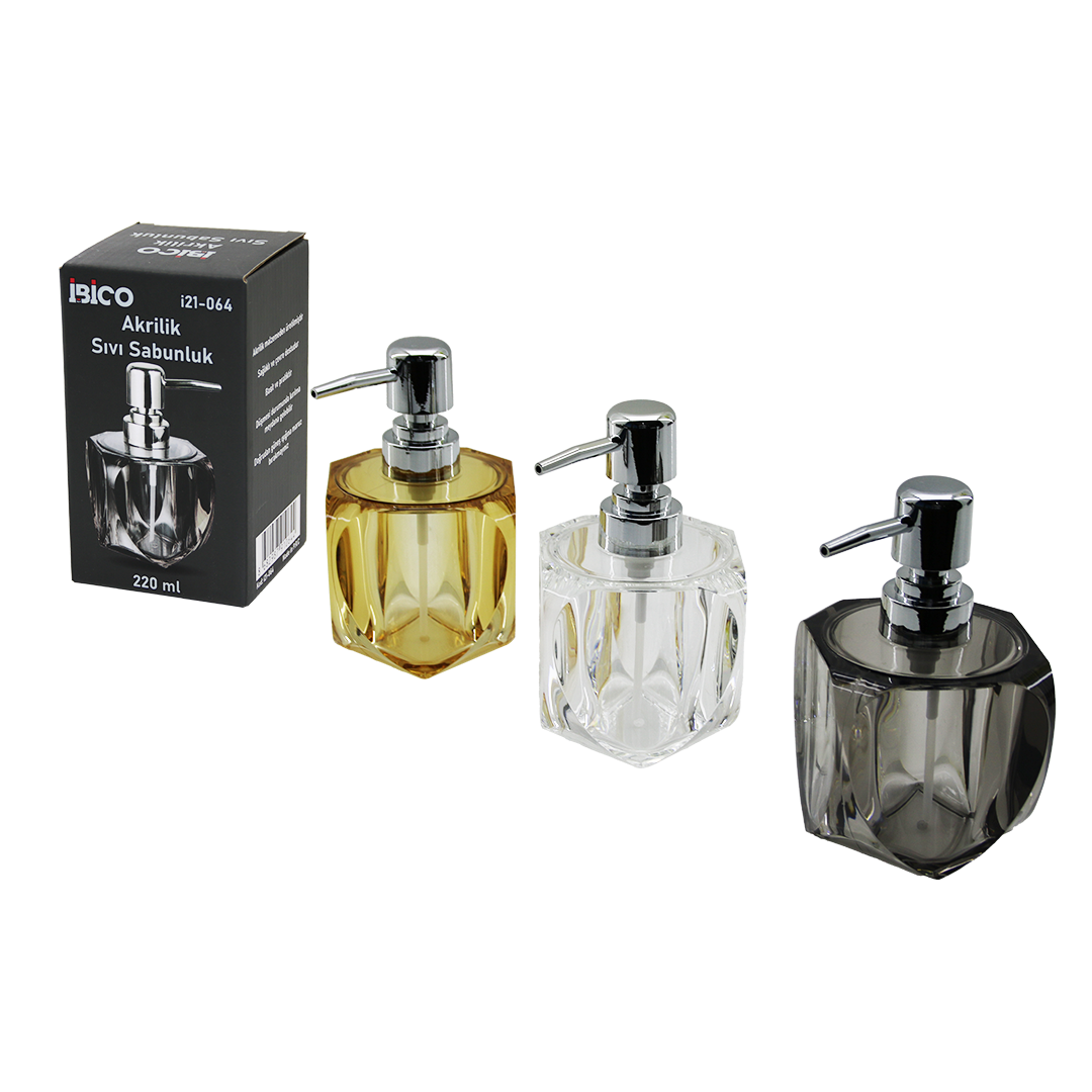 220 ml Akrilik/Mika Sıvı Sabunluk (Şeffaf ve Renkli)