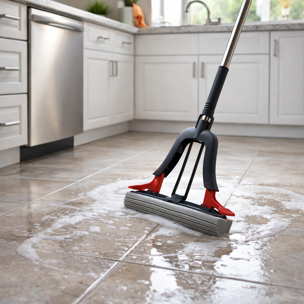 Kendinden Sıkmalı PVA Sünger Mop - Krom Sap 100 cm