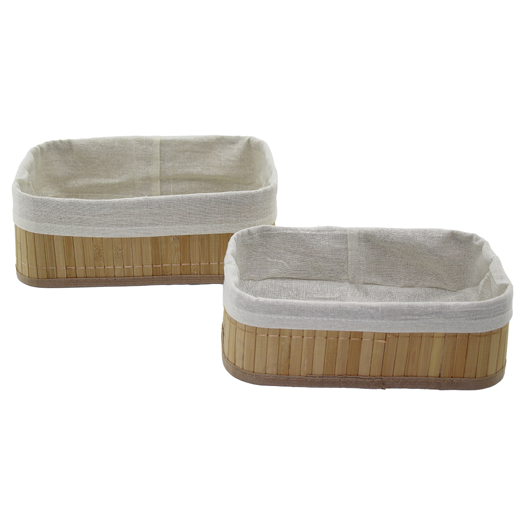 Bambu Kenarlı Organizer Sepet 2'li (19x27x10 & 15x24x8 cm)