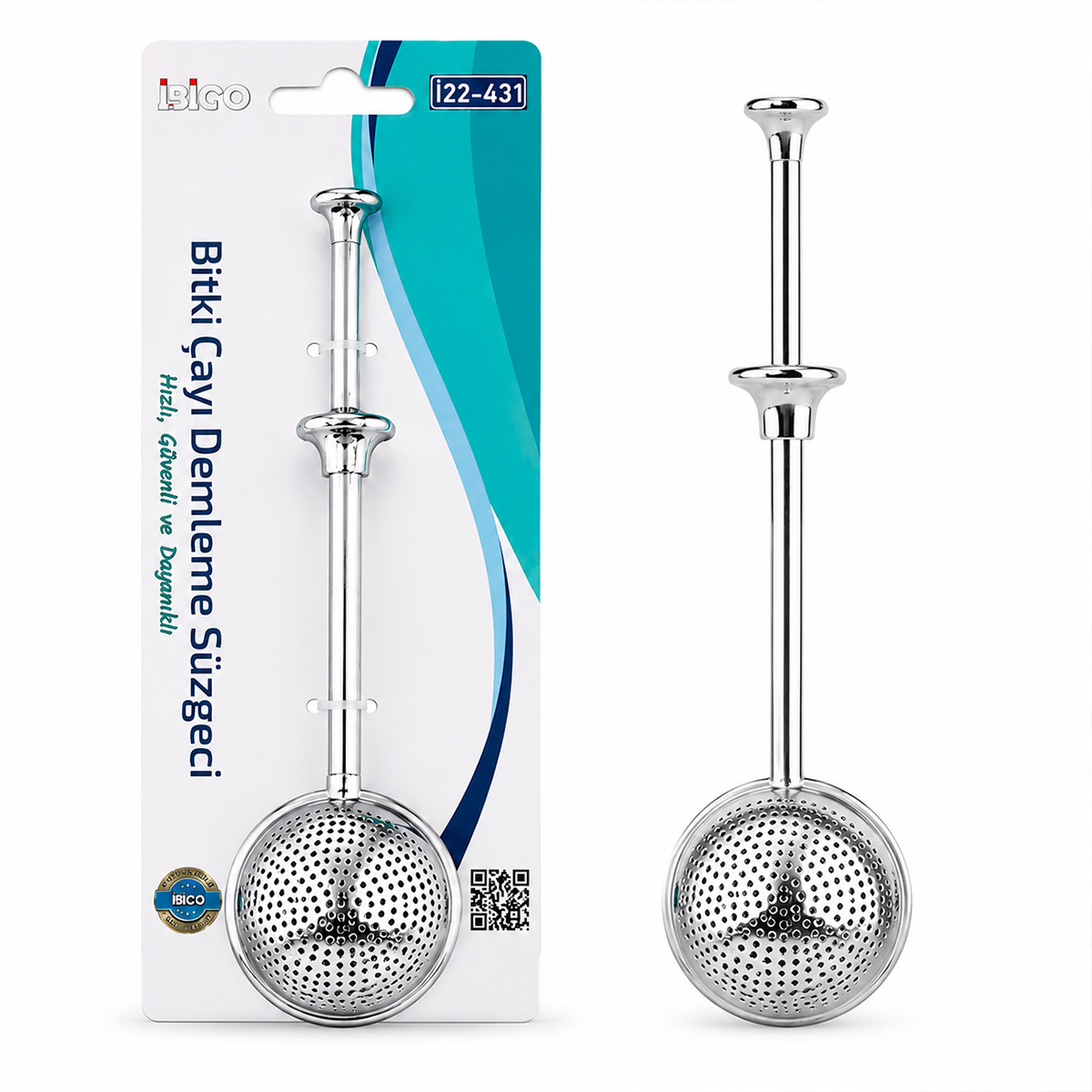 Saplı Paslanmaz Çelik Bitki Çay Demleme Süzgeç (Çap 5 cm)