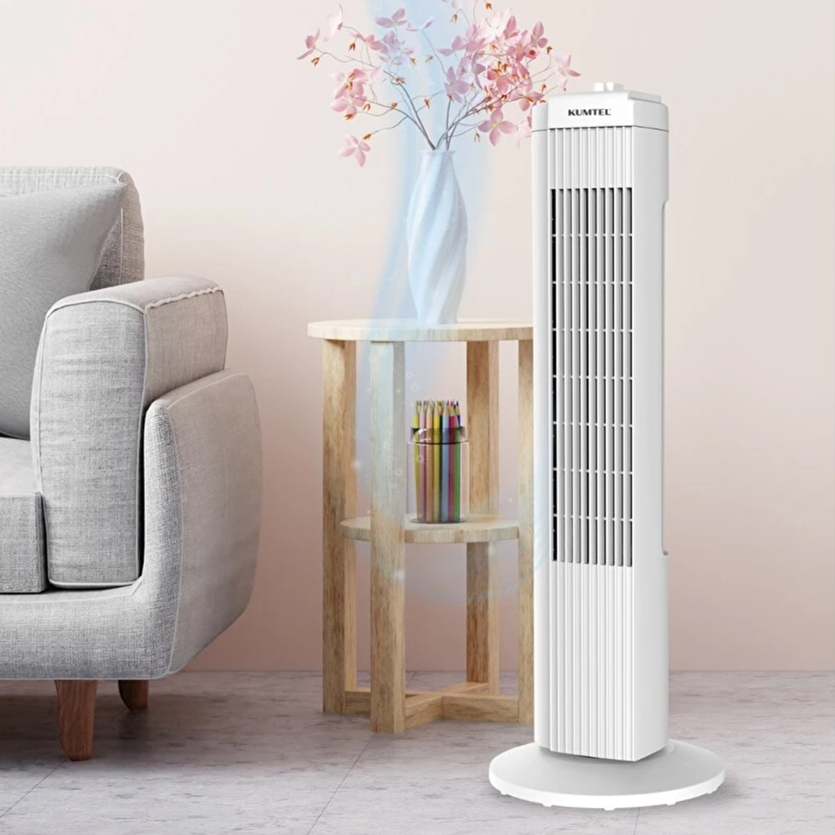 Kule Tipi Vantilatör 50W 3 Kademe Zamanlayıcı (Beyaz)