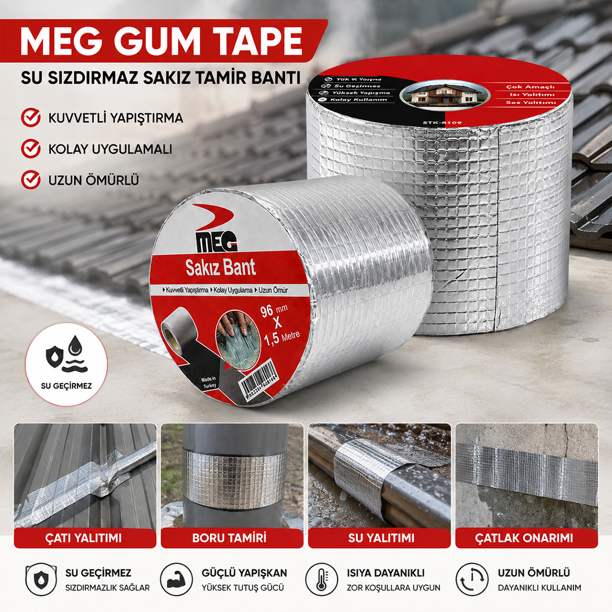 Su Geçirmez Tamir Bandı 96 mm x 1,5 m
