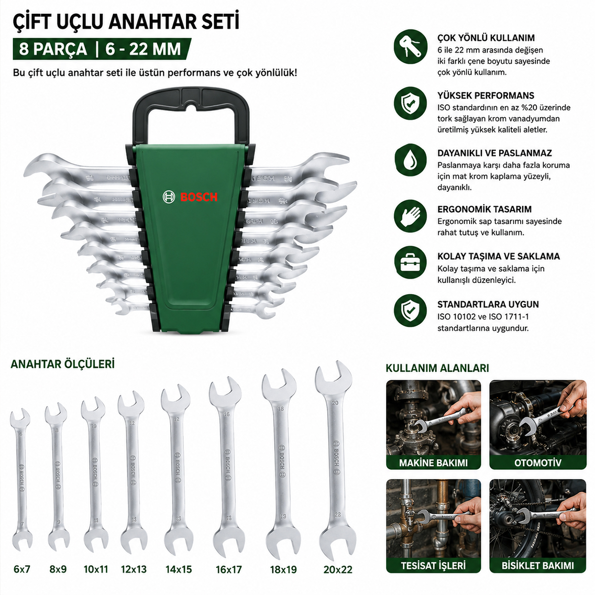 8 Parça Açık Anahtar Seti (6/7–20/22) - Açık Anahtar Seti