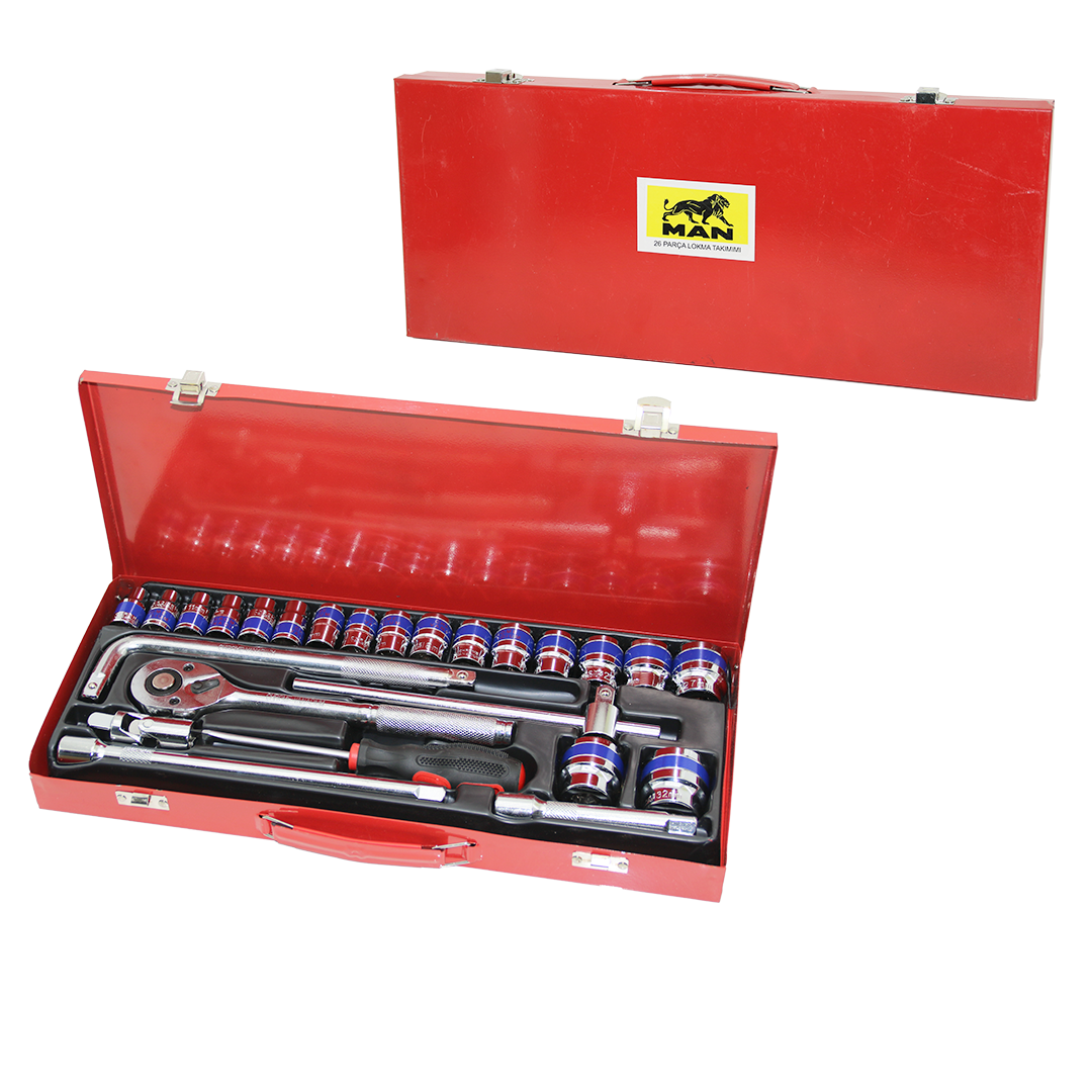 26 Parça Lokma Seti 8-32 mm - Cırcır ve Aksesuarlar, Metal Çantalı