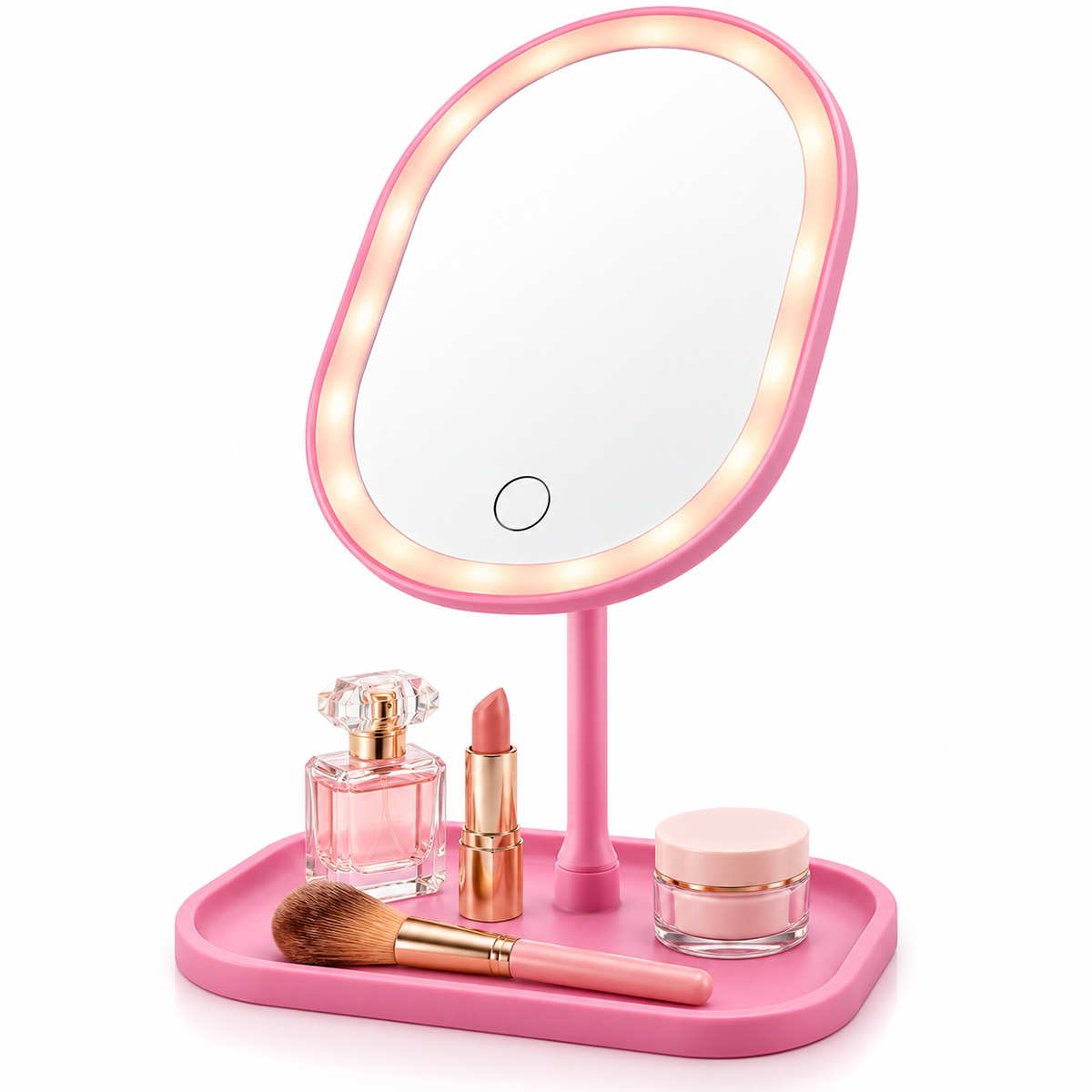 Oval USB Şarjlı Dokunmatik 3 Kademeli LED Makyaj Aynası (18,5/15,5 cm, 360°)