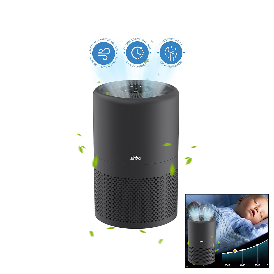 Hava Temizleme Cihazı - 3 Kademe Filtre, Otomatik Fan, Sessiz Mod
