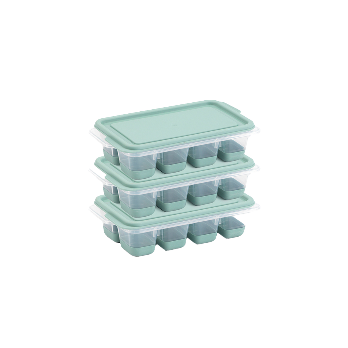 Mini Kapaklı Plastik Küp3'lü Buzluk (Silikon Taban)