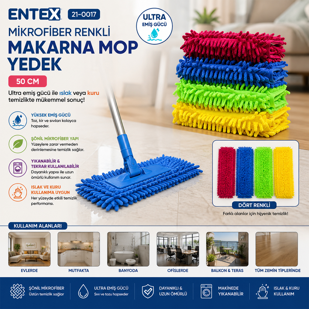 Mikrofiber Makarna Mop Yedek Başlık