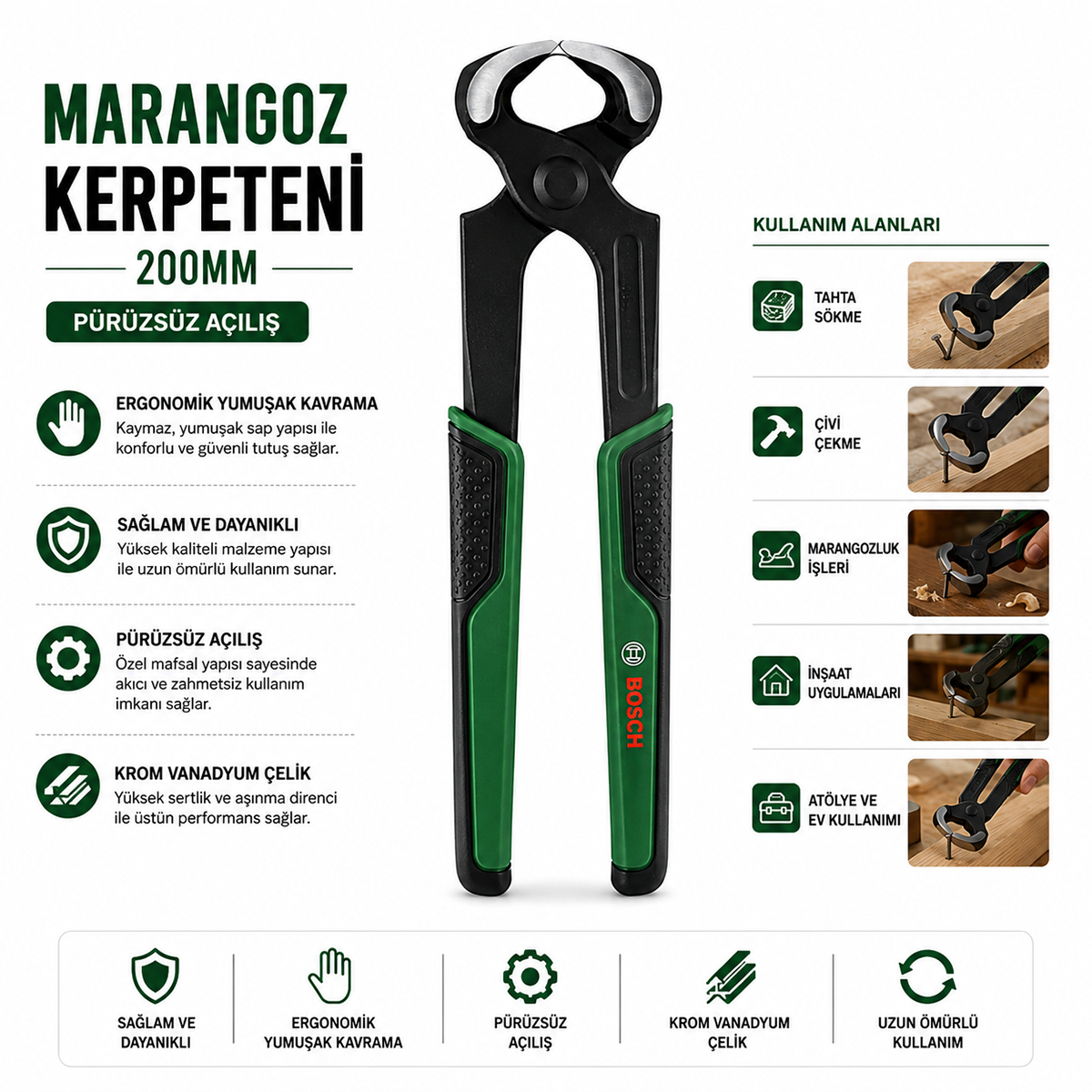 Marangoz Kerpeten 200 mm (8 inç) Ergonomik Yumuşak Sap