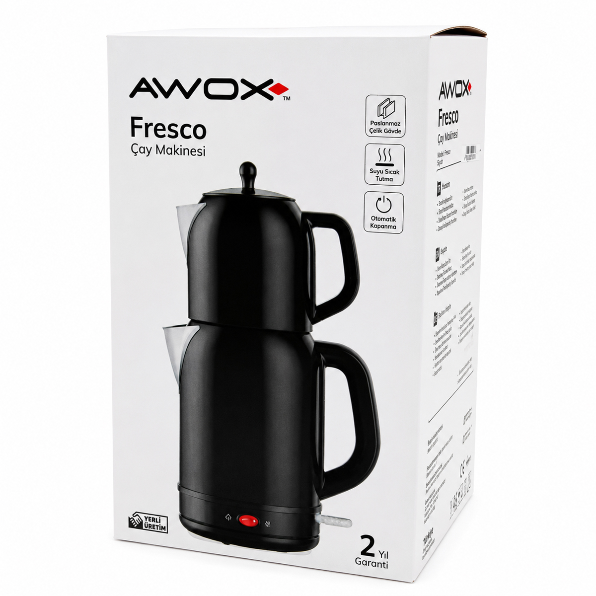 Elektrikli Çay Makinesi 2'si1 Çaycı & Kettle 1.7L/1.2L Çelik 2200W