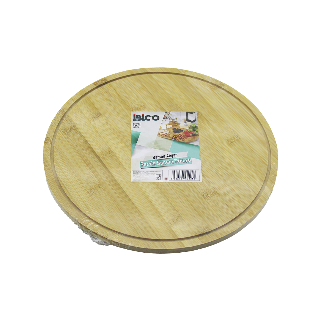 Yuvarlak 29.7 cm Bambu Döner Sunum Tepsisi (360°)