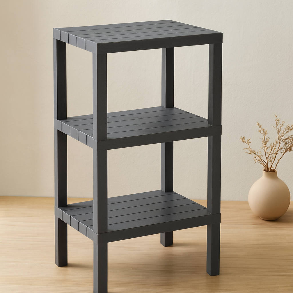 3 Raflı Modüler Plastik Ünite - Gri