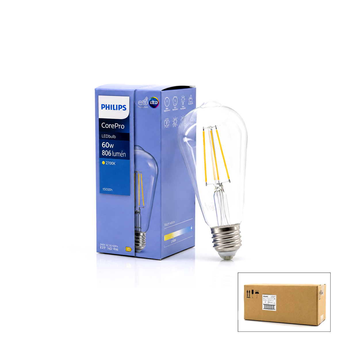 LED filament ampul ST64 E27 2700K 7W cam gövde